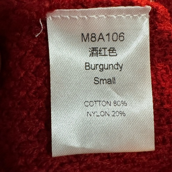 Women's Red Wine Turtleneck Sweater Chunky Knit Long Sleeve pullover Loose Small - Picture 8 of 8